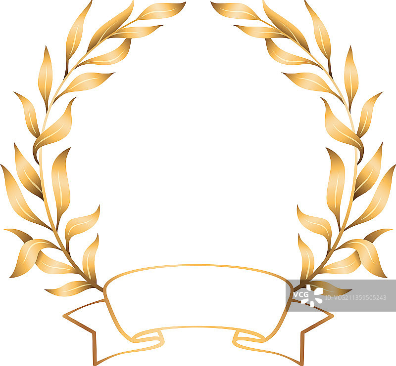 金色丝带花环组合图片素材