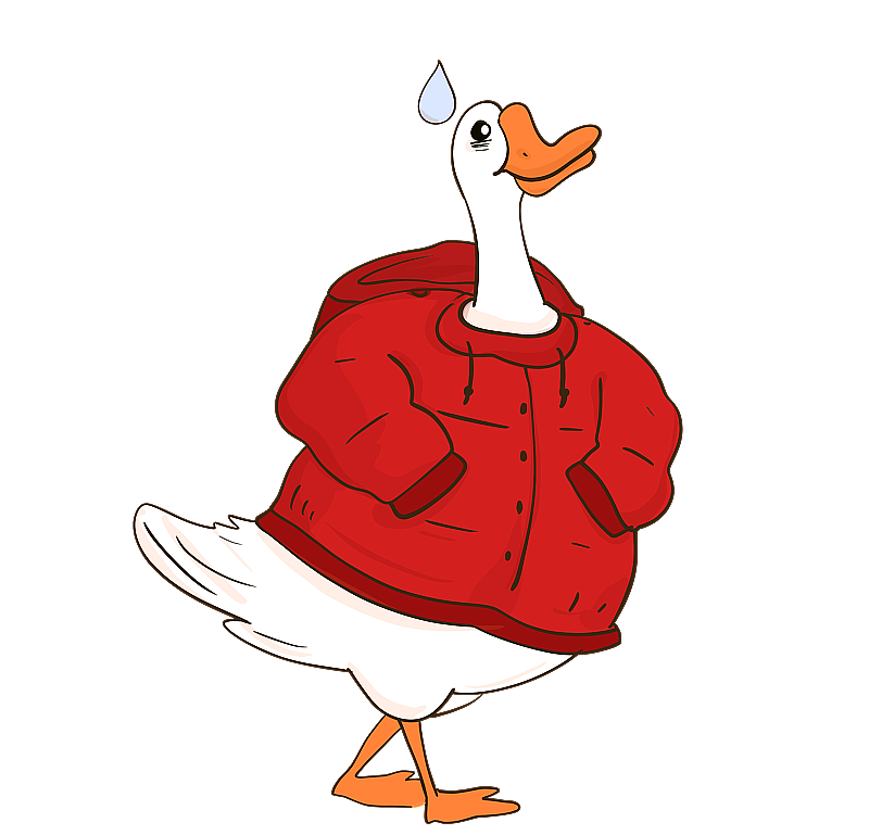 冬天羽绒服大鹅卡通手绘可爱漫画设计元素图片素材