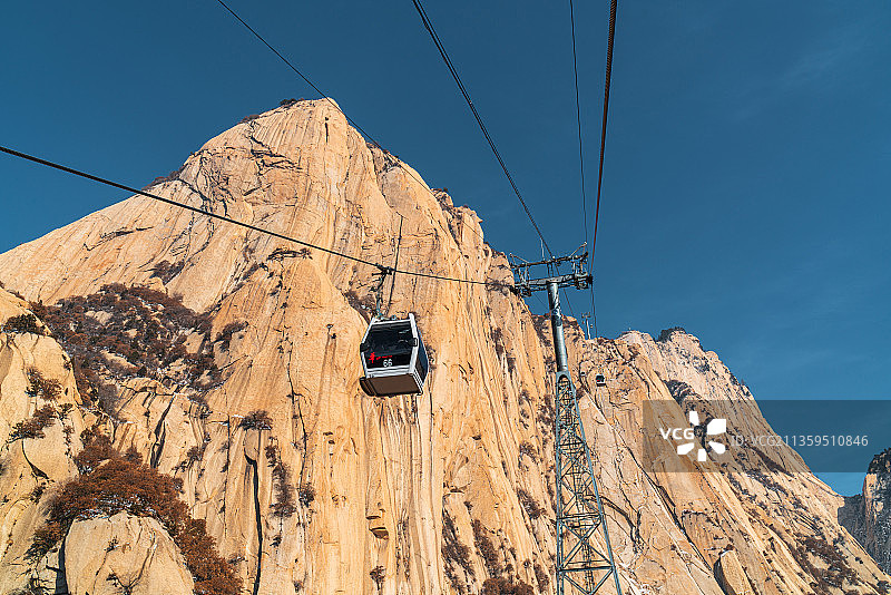 华山西峰索道风光图片素材