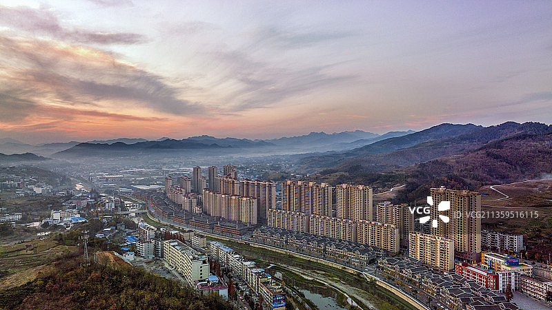 竹溪西关街晚霞图片素材