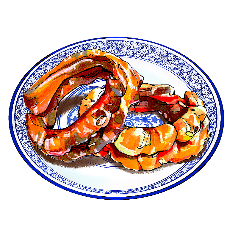豆汁焦圈 北京传统饮食 小吃 美食手绘插画图片素材