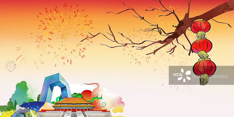 首都北京中国风传统建筑群 城市风貌海报背景图片素材