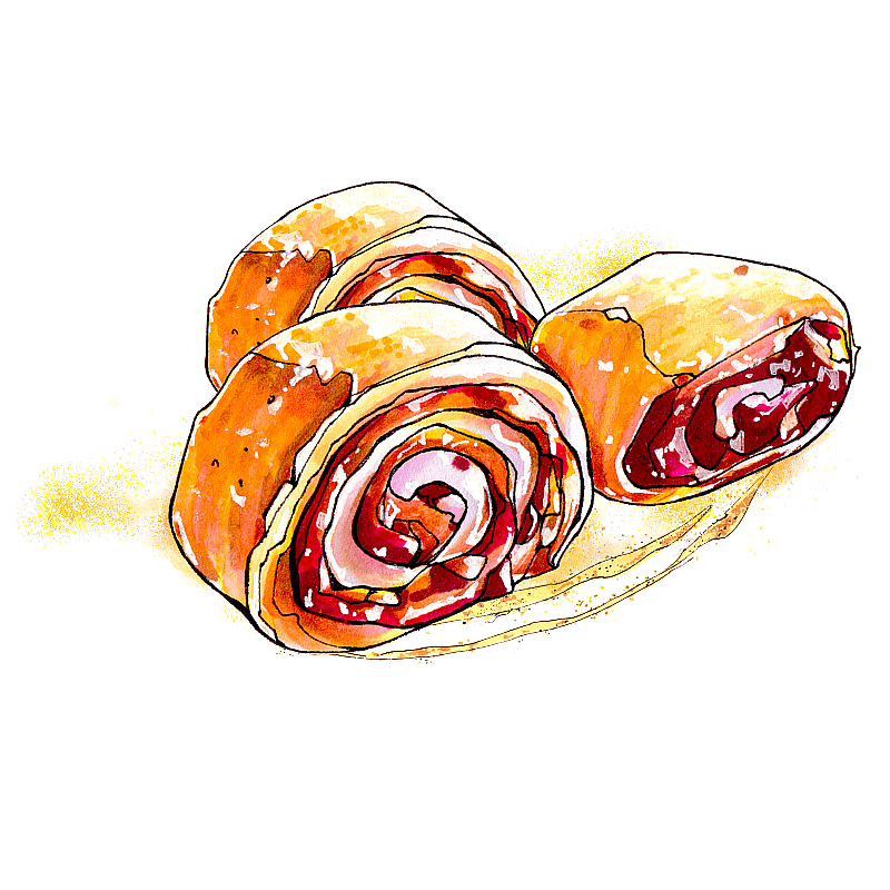 驴打滚豆面糕下午茶茶配糕点 北京传统饮食 小吃 美食手绘插画图片素材