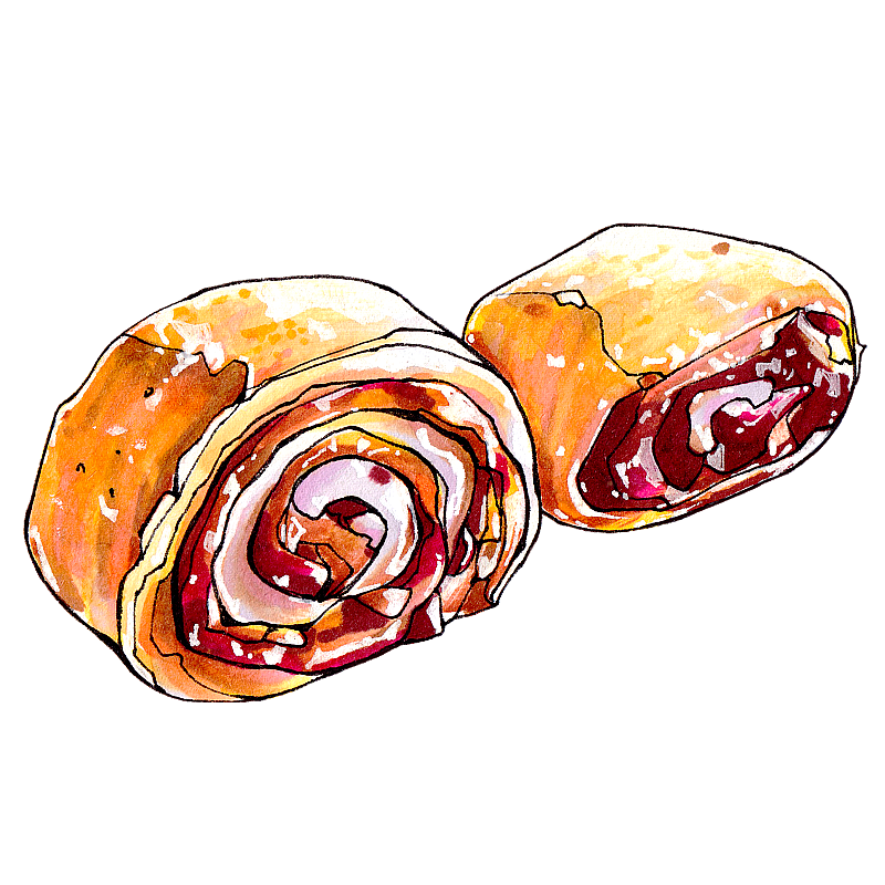 驴打滚豆面糕下午茶茶配糕点 北京传统饮食 小吃 美食手绘插画图片素材