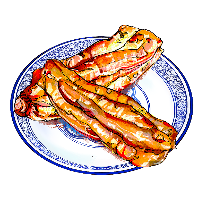 下午茶茶配炸物 北京传统饮食 小吃 美食手绘插画图片素材