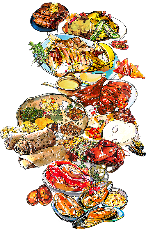 非洲旅游传统饮食 小吃 美食手绘插画图片素材