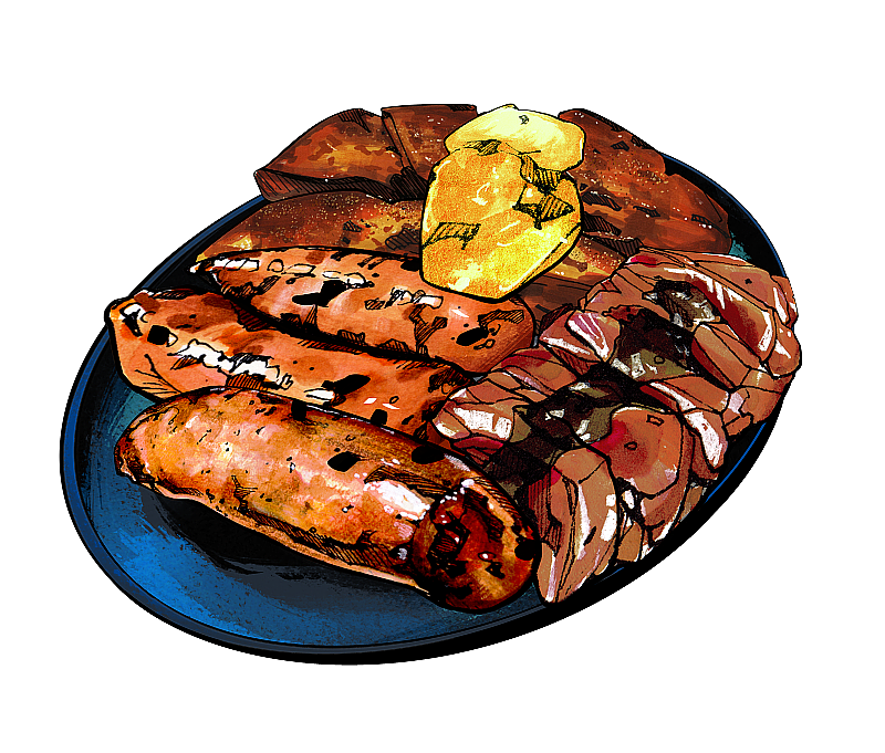 香肠 肉类 肉肠 脂肪 非洲旅游传统饮食 小吃 美食手绘插画图片素材