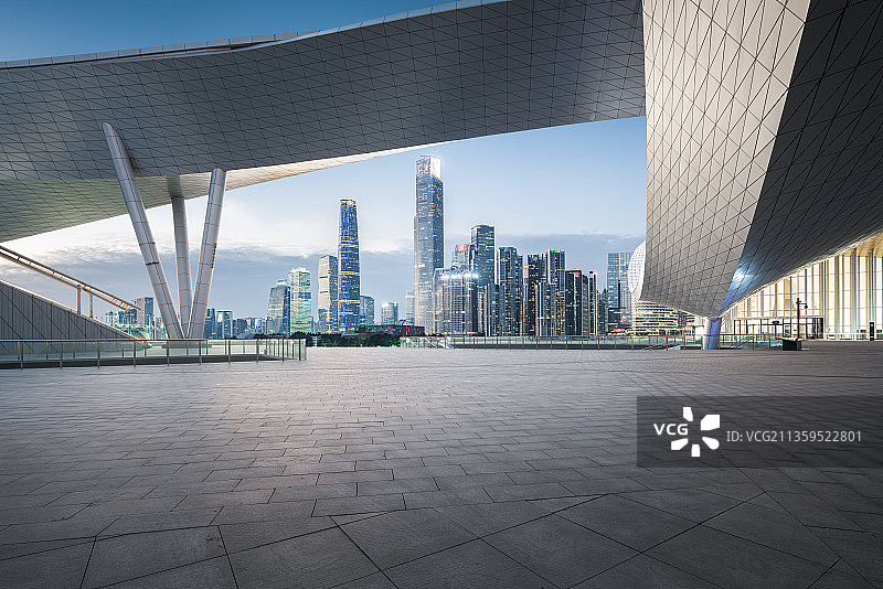 现代建筑与广州城市天际线夜景图片素材