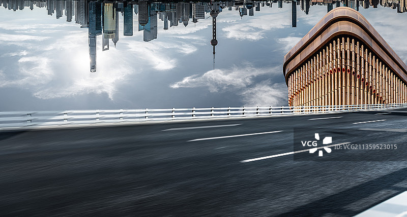 上海城市风光道路平台汽车背景图片素材