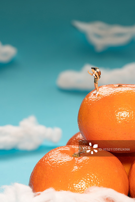 站在橙子上图片素材
