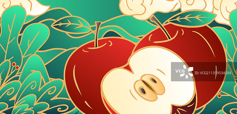 手绘卡通苹果插画设计图片素材