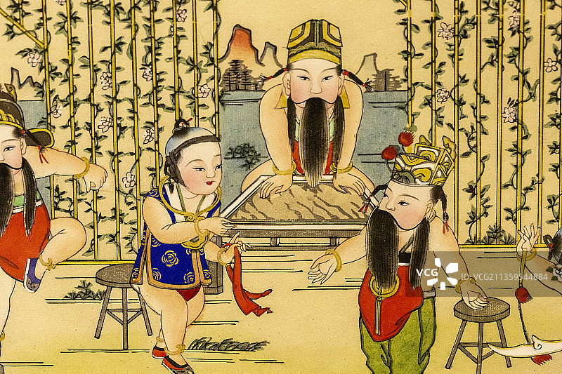 天津杨柳青年画：九九消寒图（天津博物馆藏）图片素材