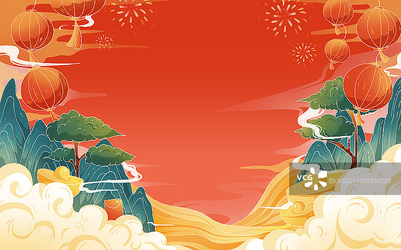 国潮新年2022春节灯笼古风中国风图片素材