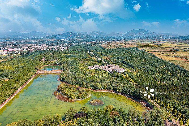 航拍平顶山三苏园景区图片素材