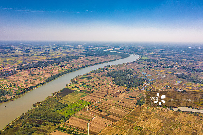 航拍驻马店正阳县淮河风光图片素材