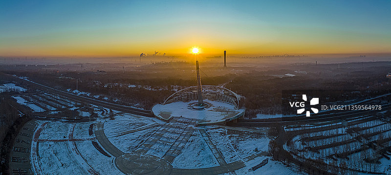 冬日世博园日出图片素材