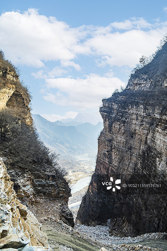 天津蓟州区白蛇谷冬季自然风光图片素材