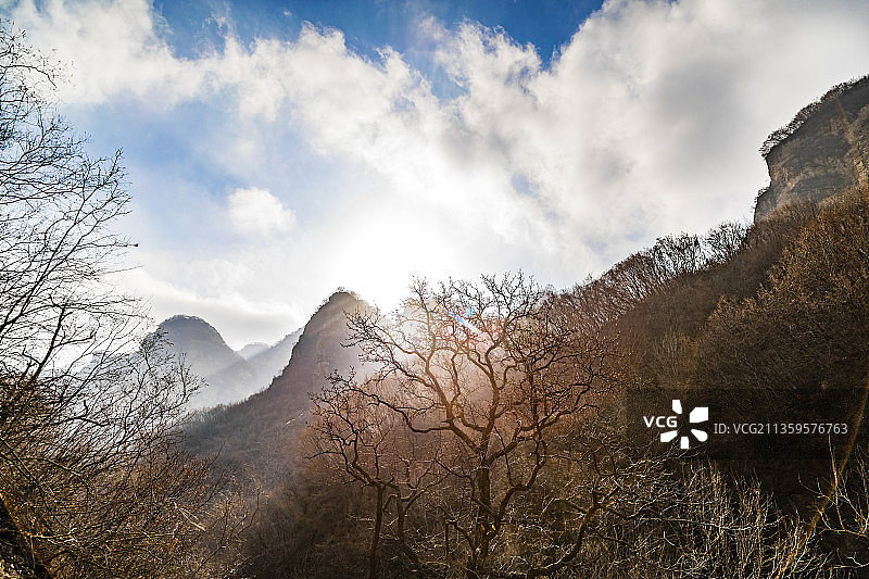 天津蓟州区白蛇谷冬季自然风光图片素材
