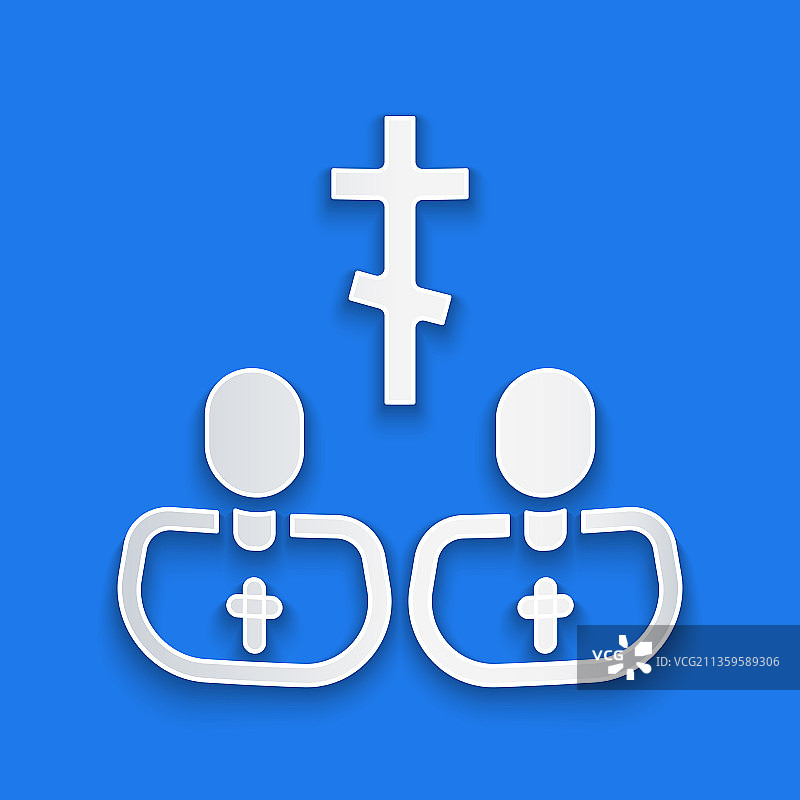 蓝色背景上的剪纸风格牧师图标图片素材