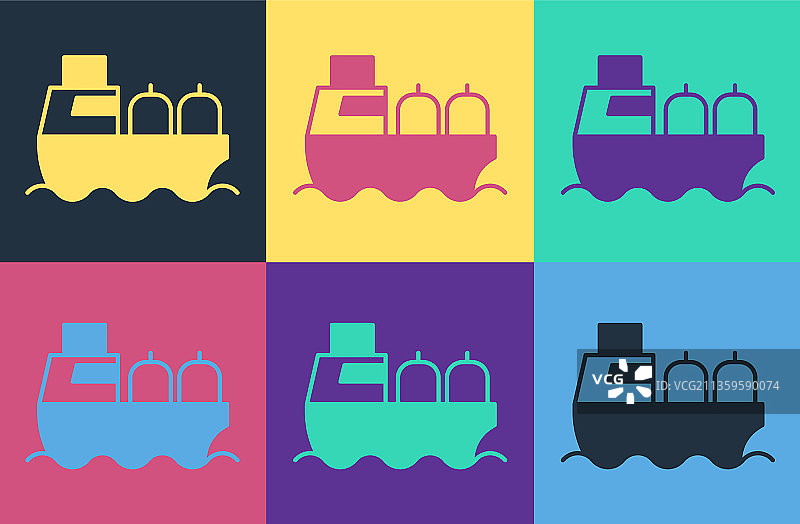 彩色背景上的波普艺术油轮图标图片素材