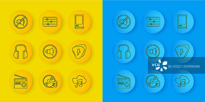 带天线无线电耳机扬声器线条组合素材图片素材