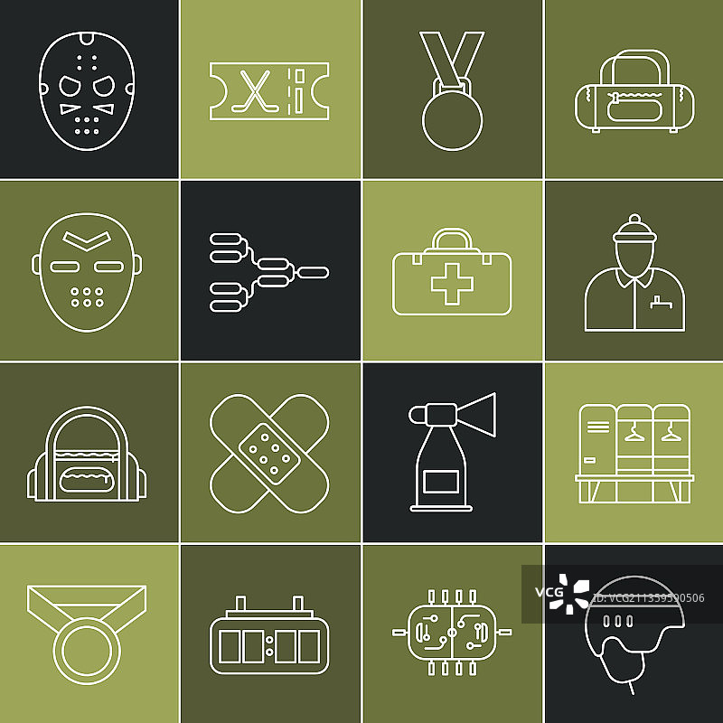 冰球头盔更衣室或更衣间线条图片素材