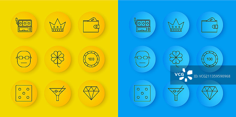 游戏骰子赌场老虎机扑克牌线条图片素材