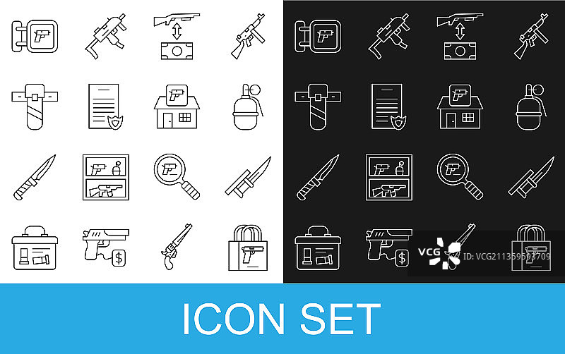 购买枪支手枪刺刀步枪线条设计图片素材