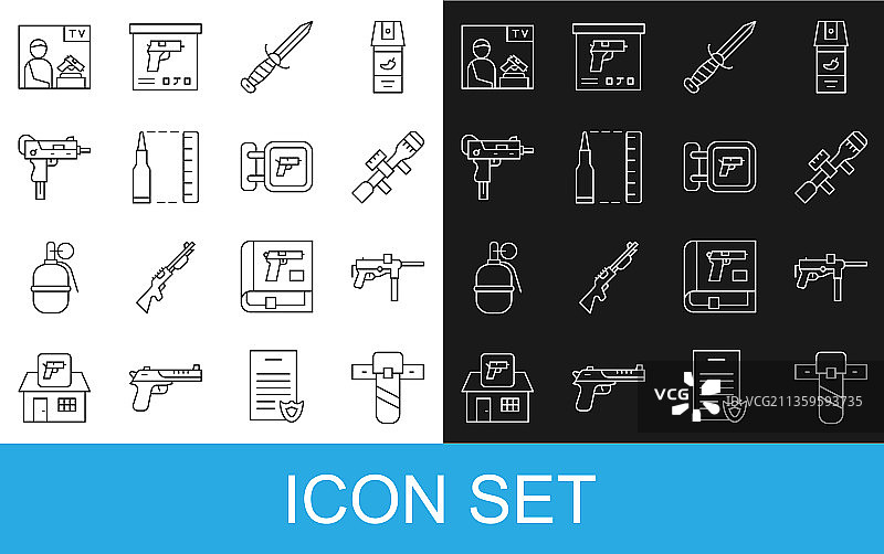线描刀鞘冲锋枪M3狙击枪图片素材