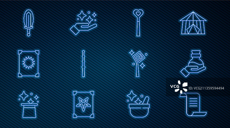 古代魔法书和药水瓶图标图片素材