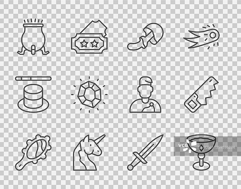 魔法手镜中世纪高脚杯线条素材图片素材