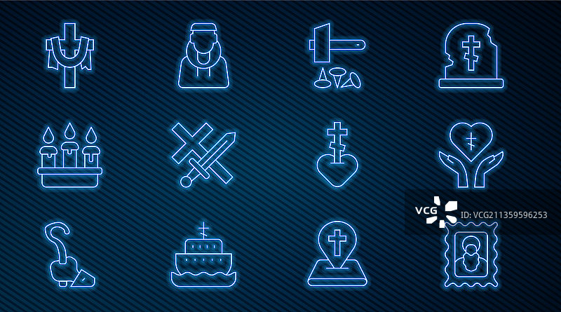 基督教图标、心中的宗教十字架图片素材