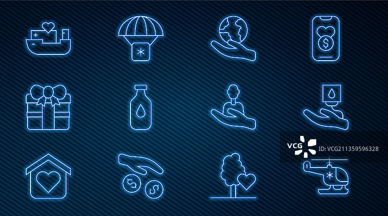 救援直升机献血线性图标图片素材