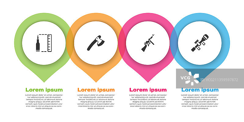 木制斧头、冲锋枪和狙击枪图片素材