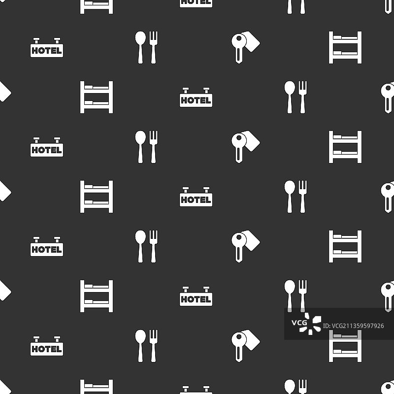 酒店门锁钥匙房间床指示牌组合图片素材