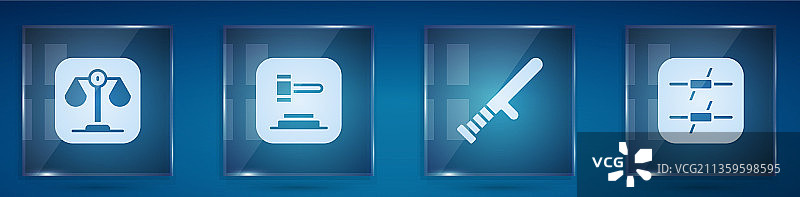 正义天平法官木槌警察橡胶秤套装图片素材