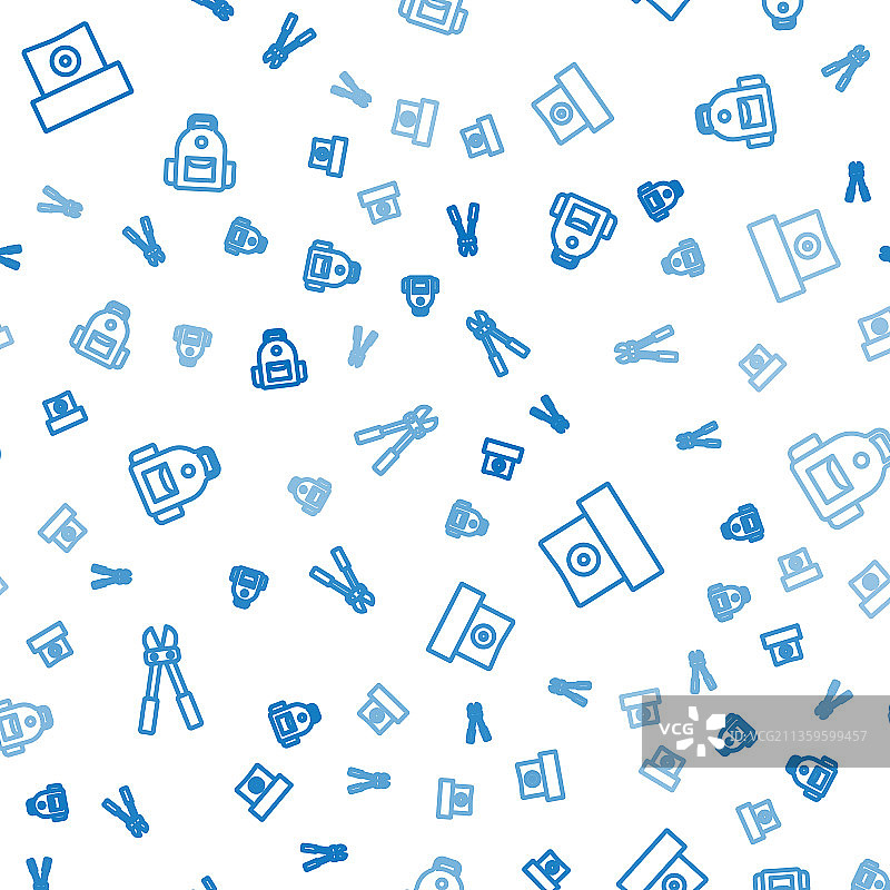 包含断线钳、喷雾罐和喷嘴盖的线性图标组合图片素材