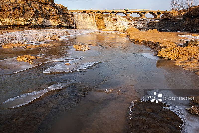 榆林，陕北，无定河，冬天，冰图片素材