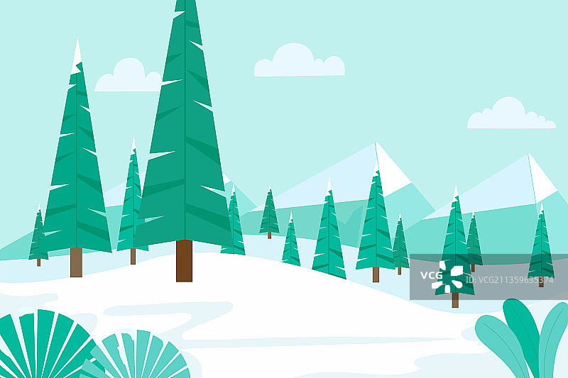 冬天户外自然风景矢量插画图片素材