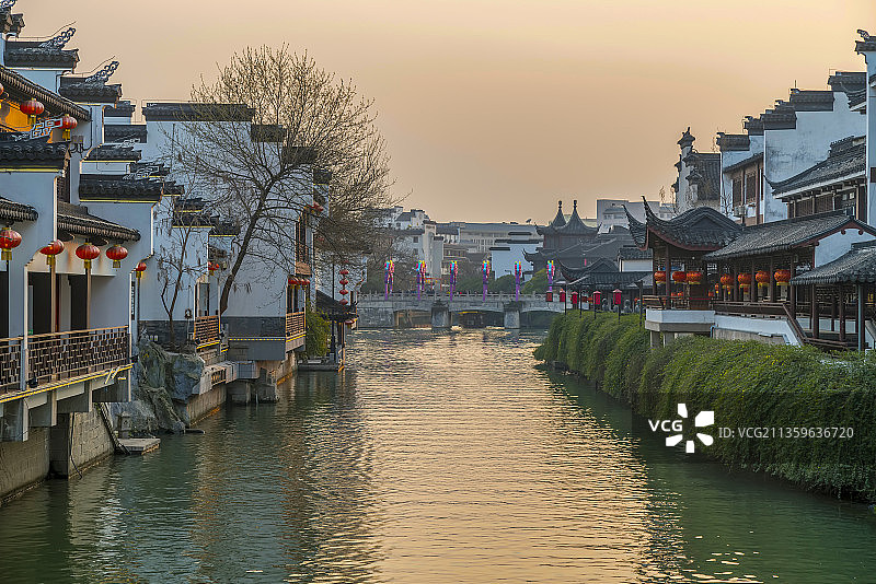 南京秦淮河畔风光带图片素材