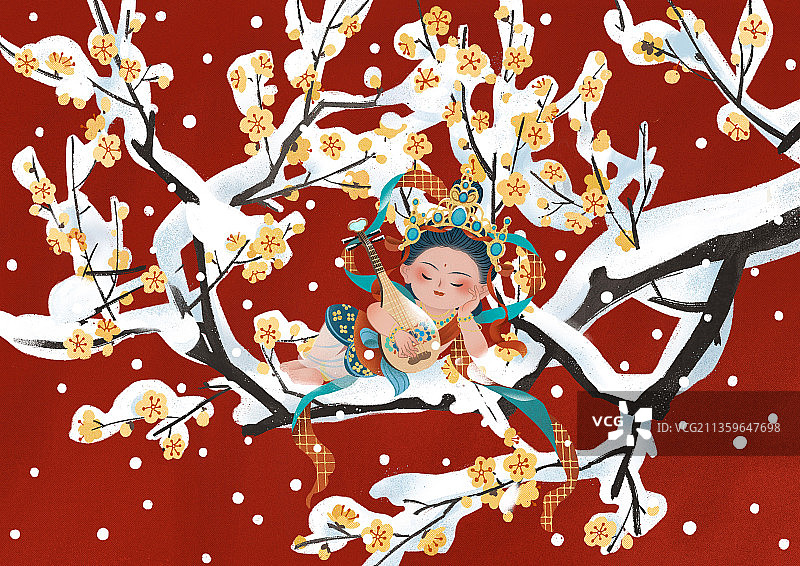 雪中小飞天图片素材