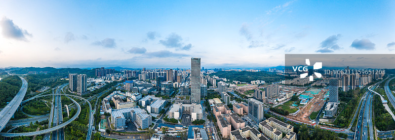 深圳龙岗创投大厦航拍全景图图片素材