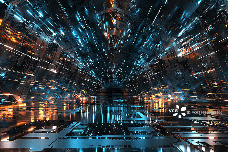 3D科幻隧道空间背景图片素材