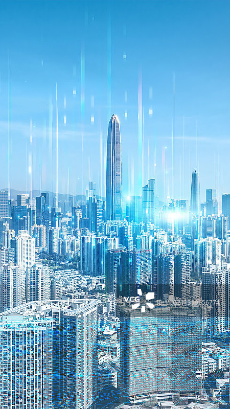 广东省深圳市福田区城市天际线图片素材