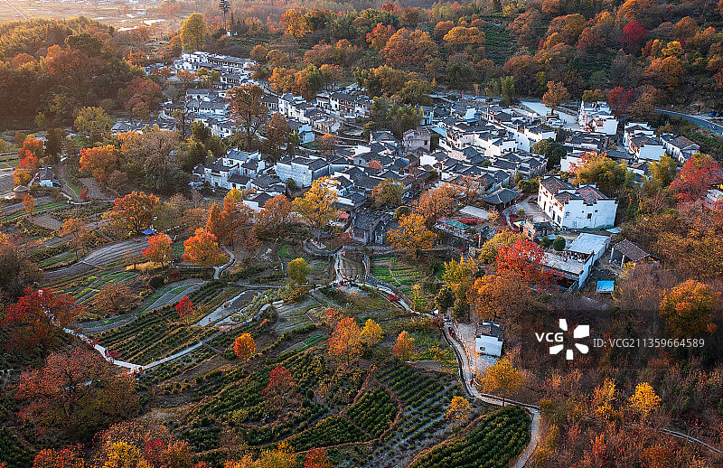 航拍安徽皖南黄山市黟县塔川秋色图片素材