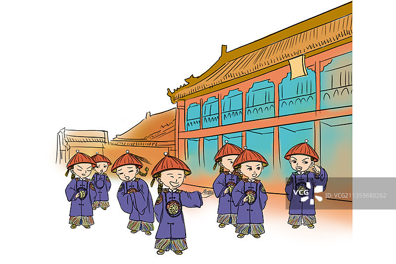 清朝侃侃而谈的学子Q版图片素材