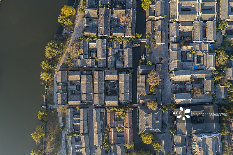 山东省枣庄台儿庄古城航拍图片素材