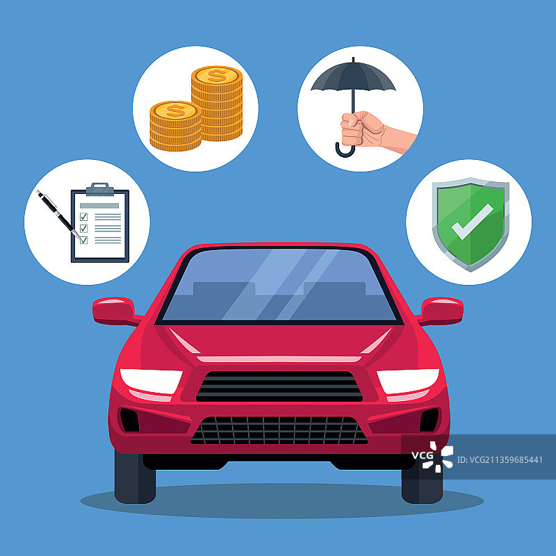 五个汽车保险图标图片素材