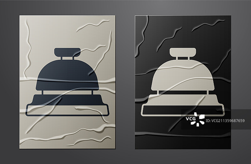 皱纸上的白色酒店服务铃图标图片素材