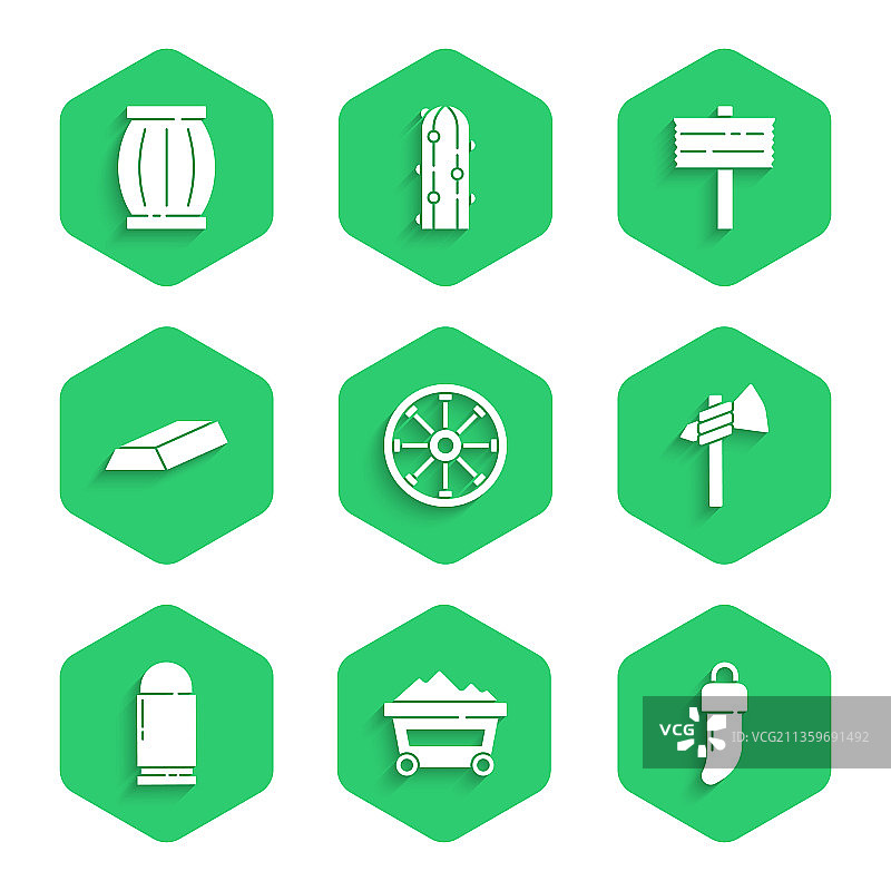 旧木轮、煤矿车和齿轮组合图片素材